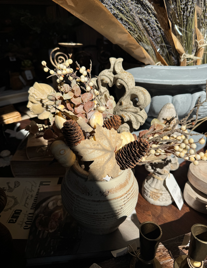 Seasonal Artificial Floral with Pumpkin and Leaf Detail