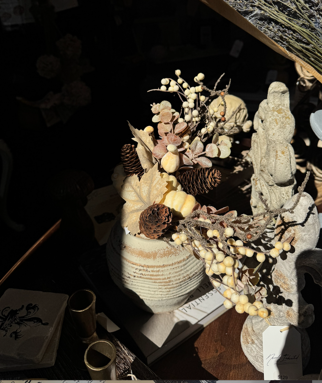 Seasonal Artificial Floral with Pumpkin and Leaf Detail