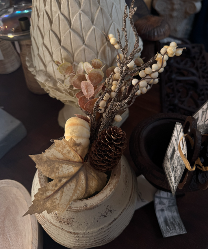 Seasonal Artificial Floral with Pumpkin and Leaf Detail