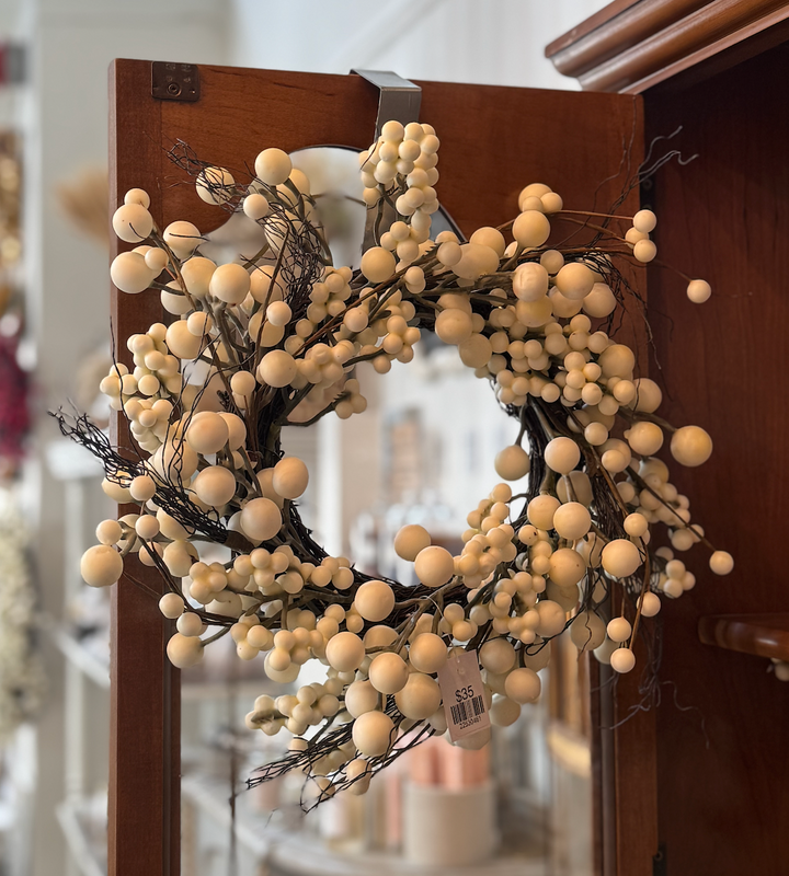 White Berry Wreath 14"