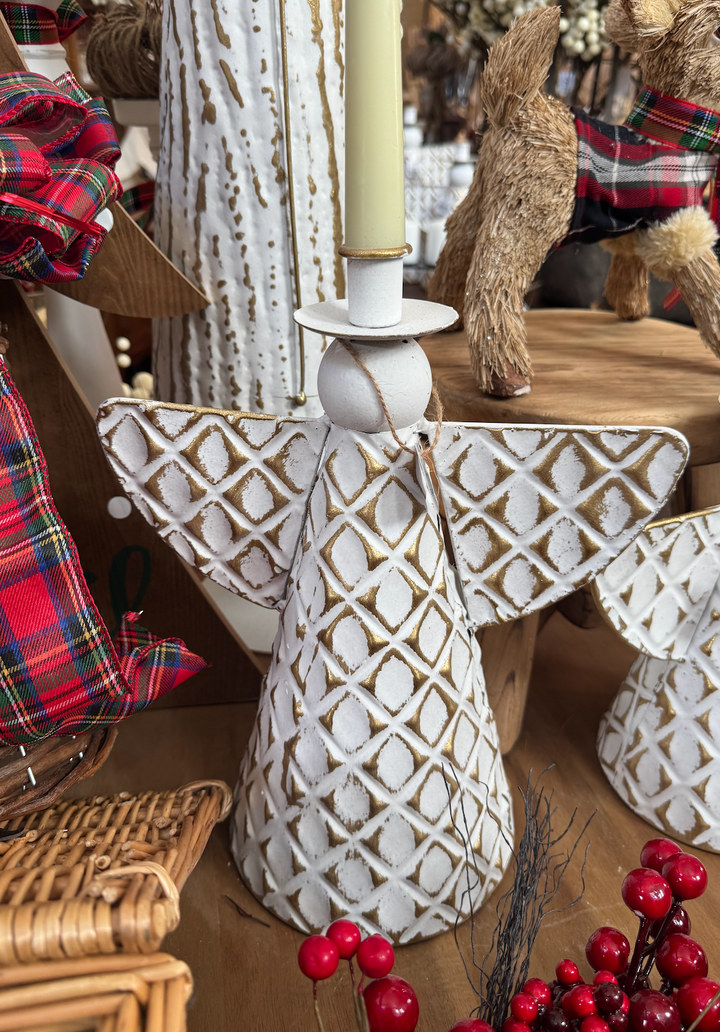 Large angel taper candle holder