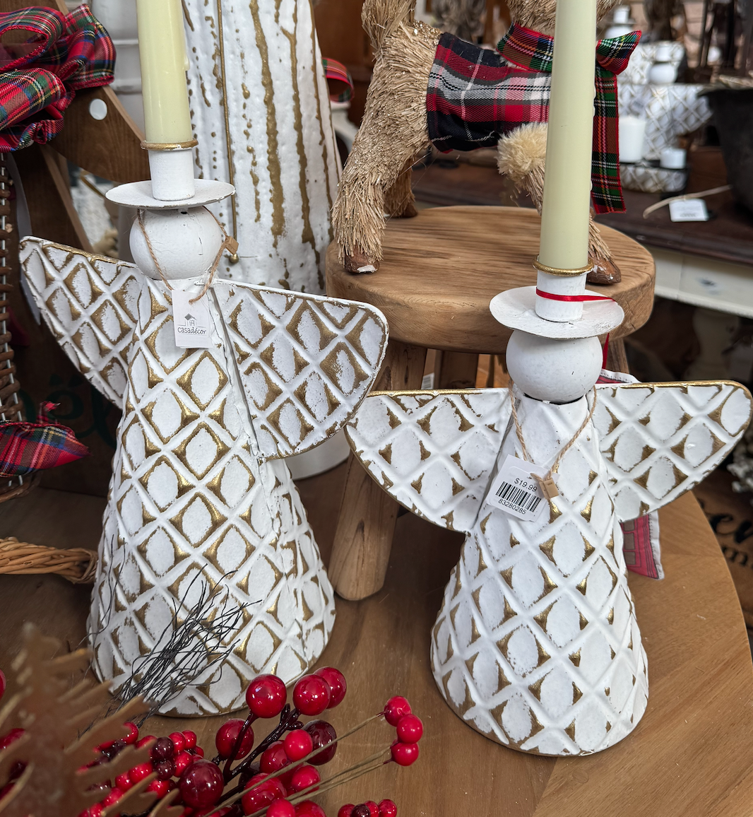 Large angel taper candle holder