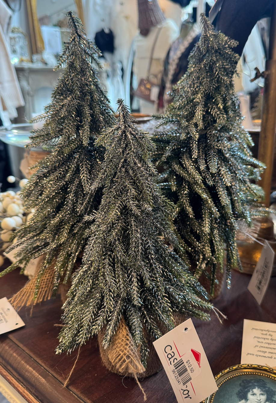 Larger tabletop decorative tree with burlap base