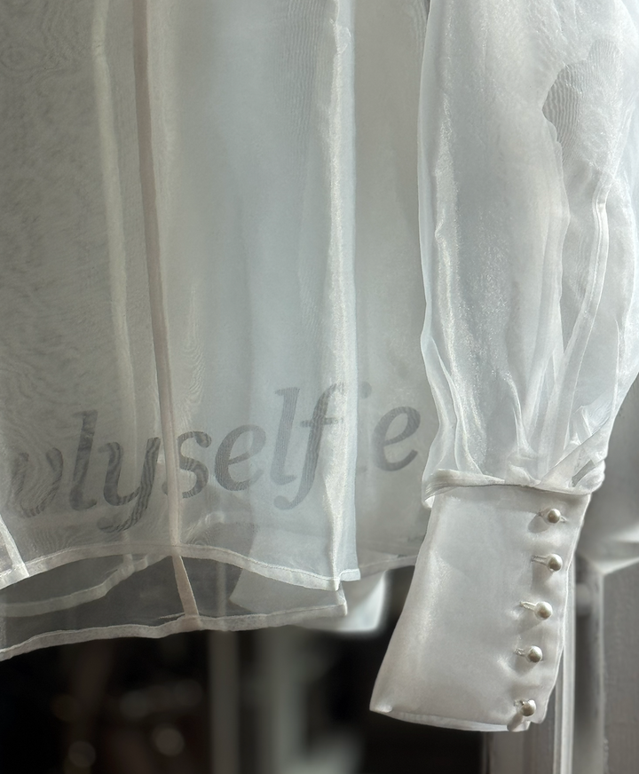 White Organza Top with Turtleneck