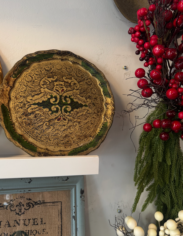 Florentine Round Plate Vintage Antique