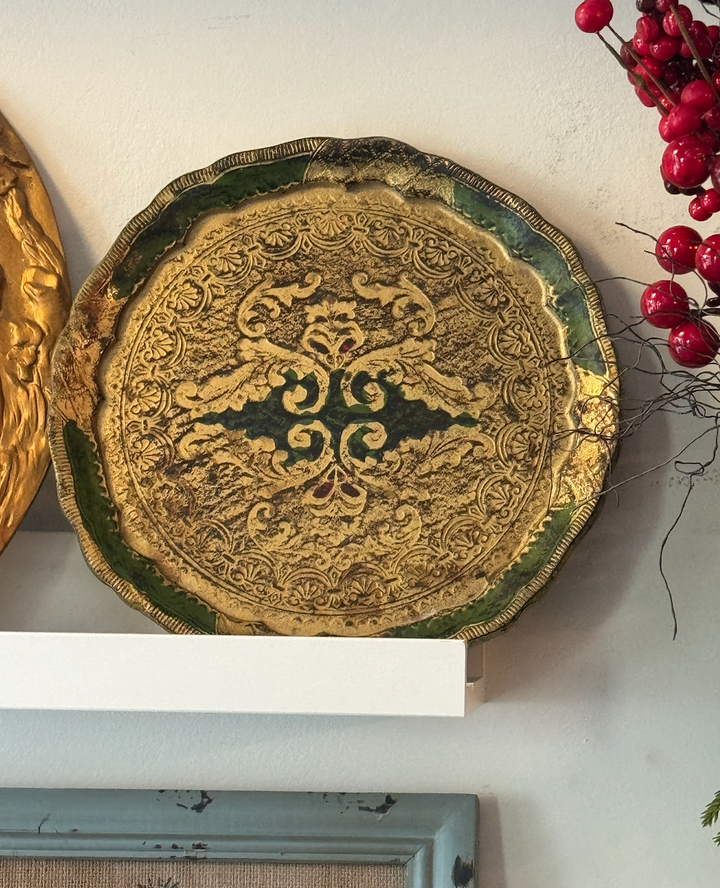 Florentine Round Plate Vintage Antique