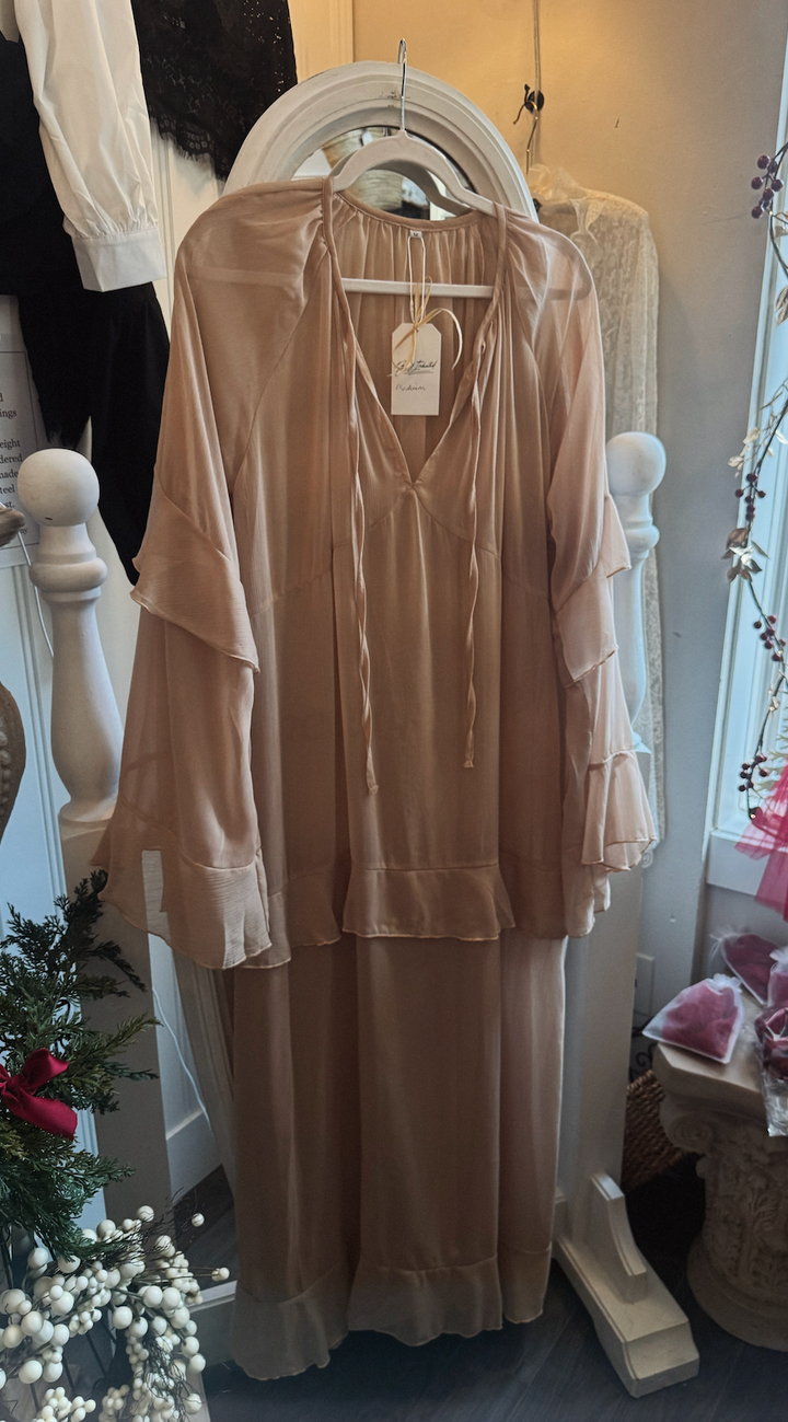 Chiffon Maxi Blouse Beige