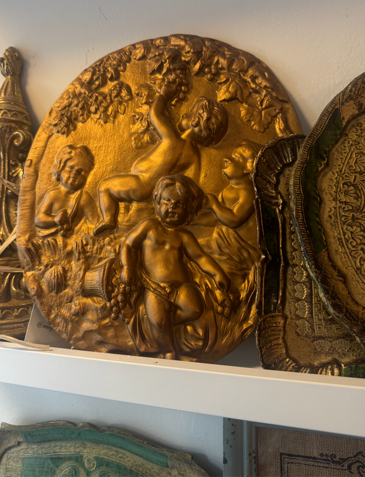 Vintage Gold Angel Wall Plaque