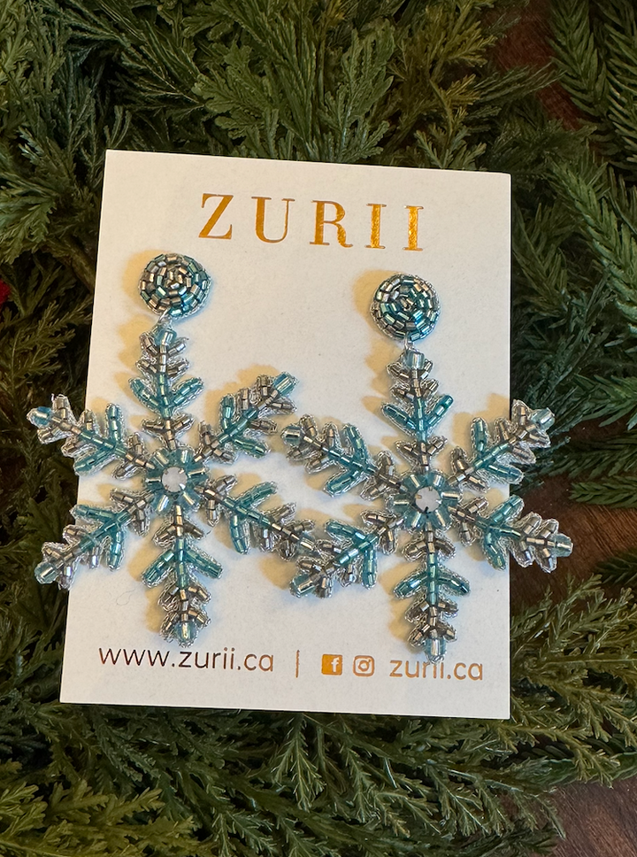 Zurii Snowflake Hand Beaded Earrings