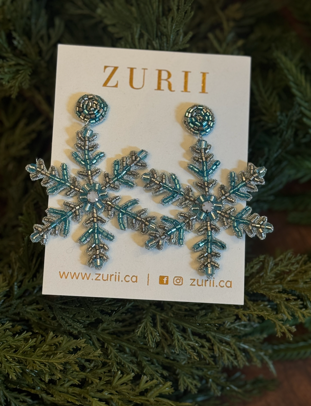Zurii Snowflake Hand Beaded Earrings