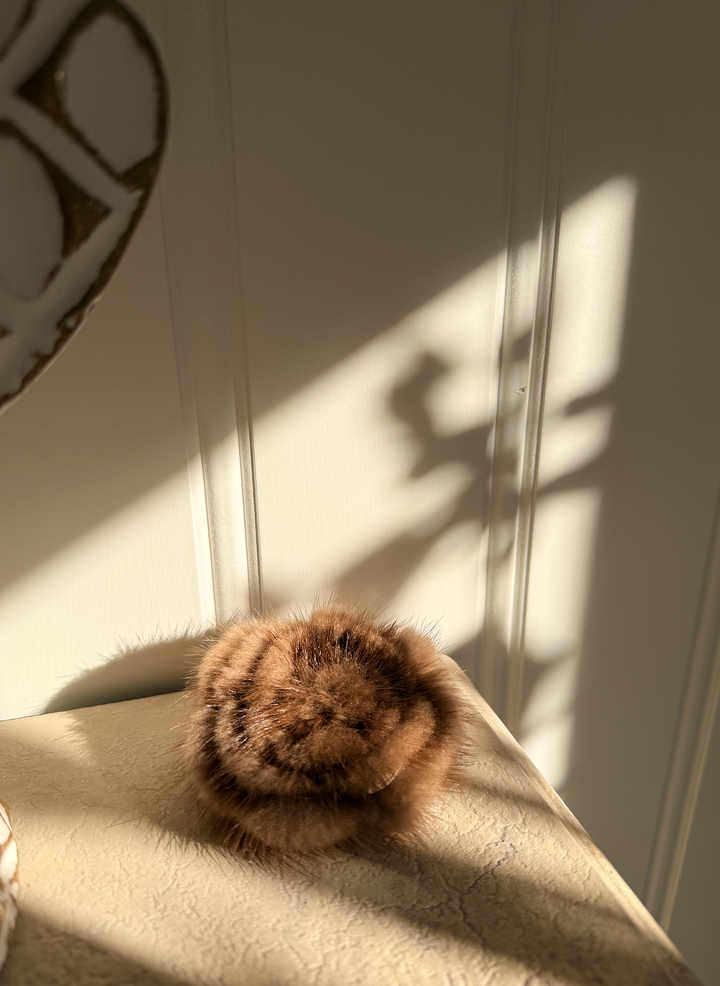Fur Brooch Brown Chanel Camellia
