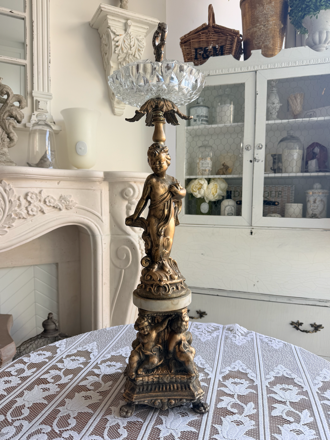 Hollywood Regency Crystal Compote Pair