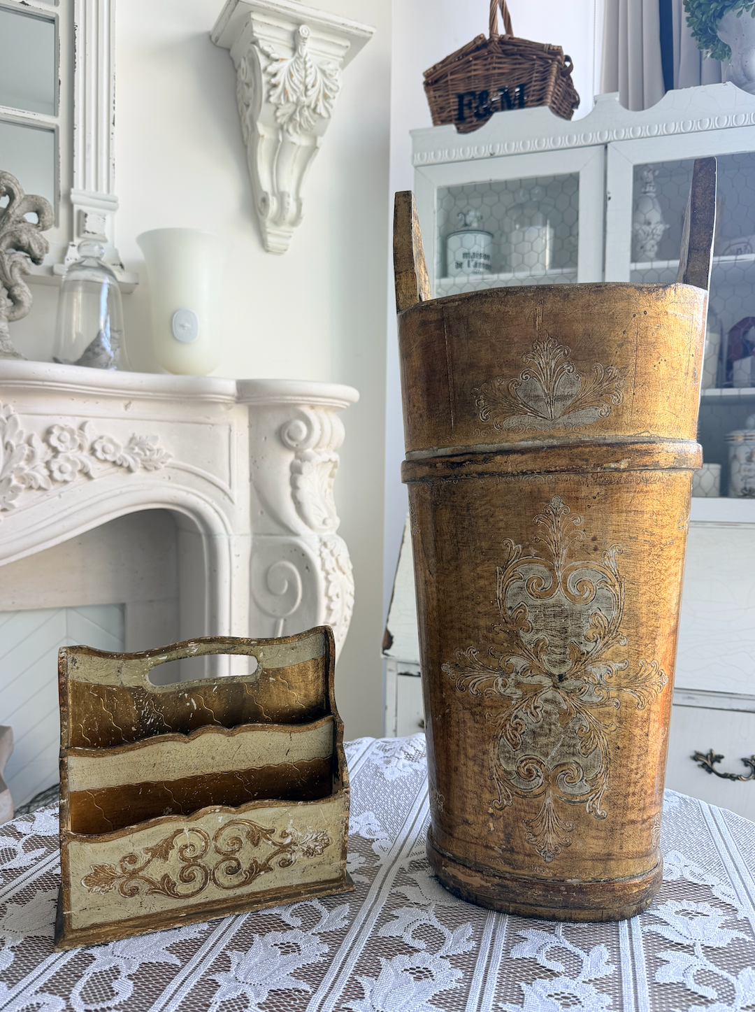 Florentine Tole Vessel & Letter Holder