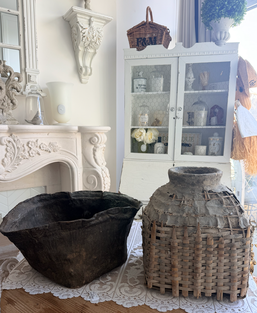 Antique Turkish Mud Pot & Leather Vessel