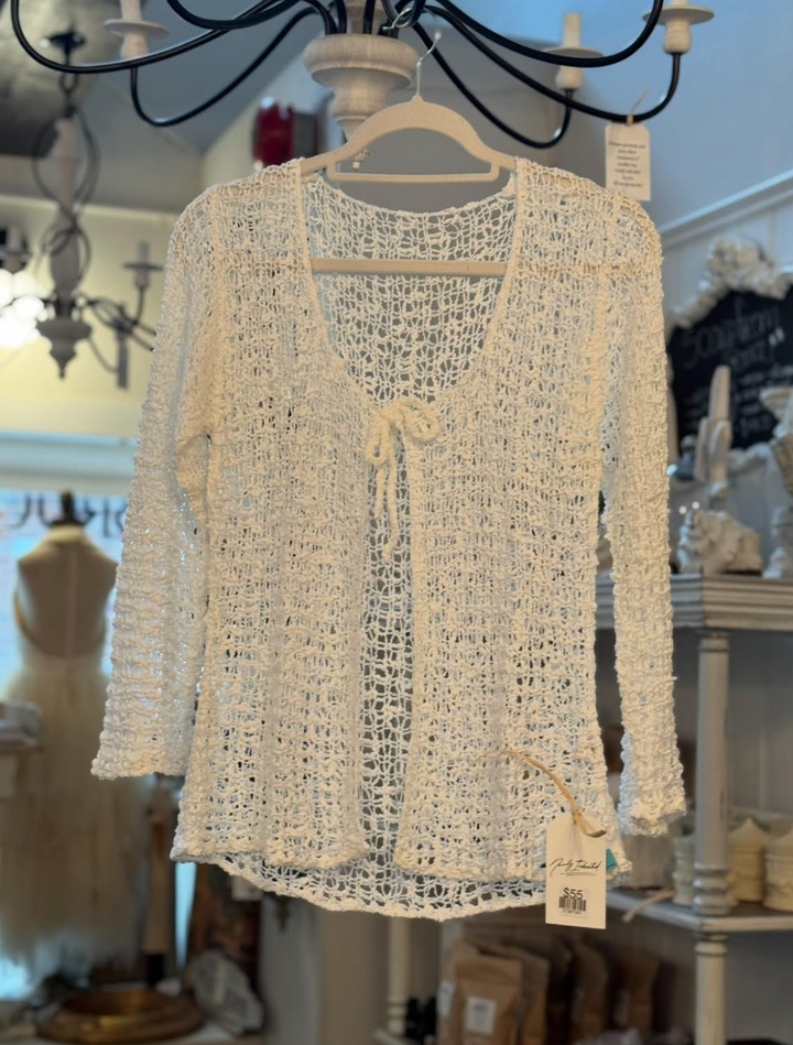 Suzie Blue Canada - Tie Front Cardigan - White