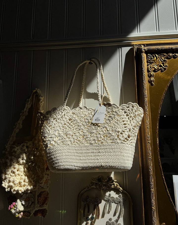 Cream Crochet Tote