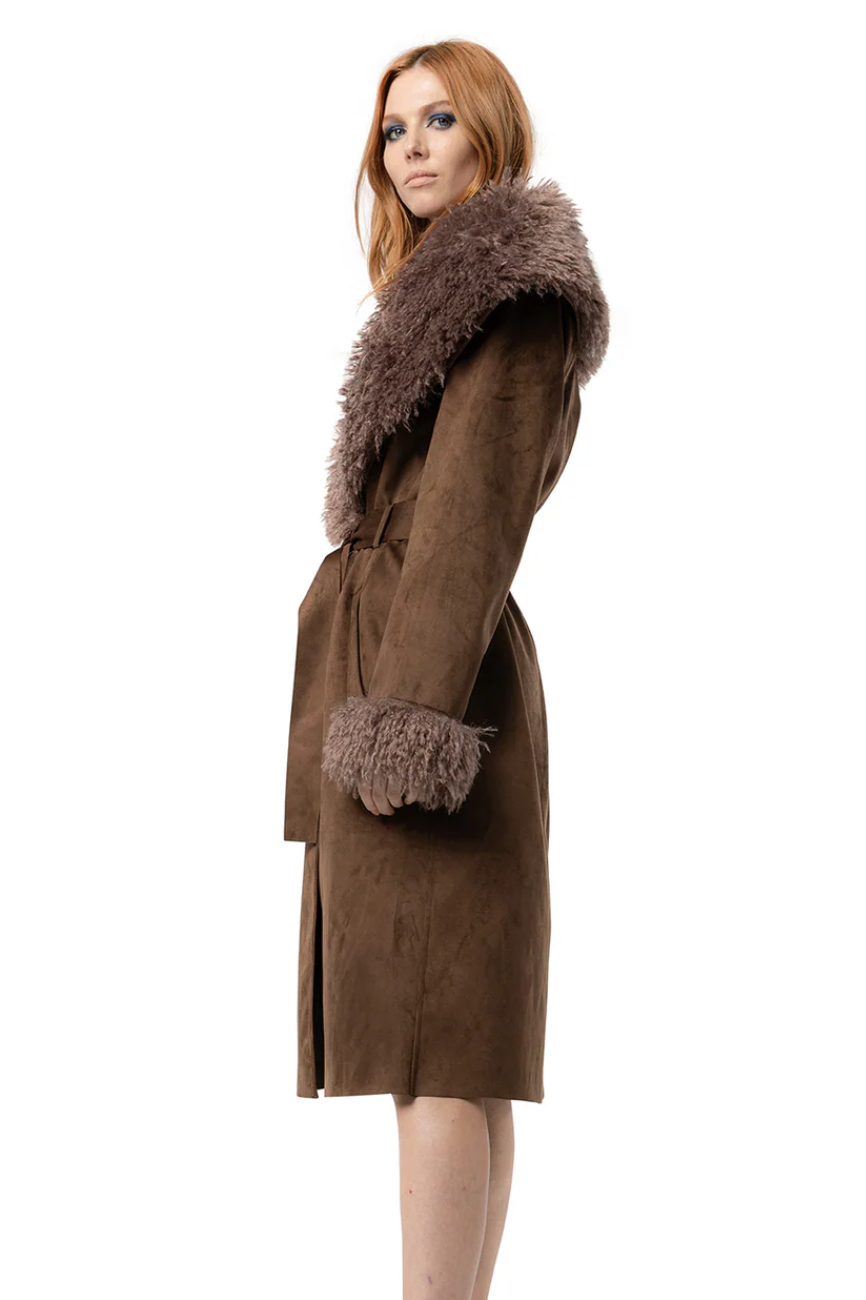 Freed Faux Suede Coat Kenzie Pecan S/M