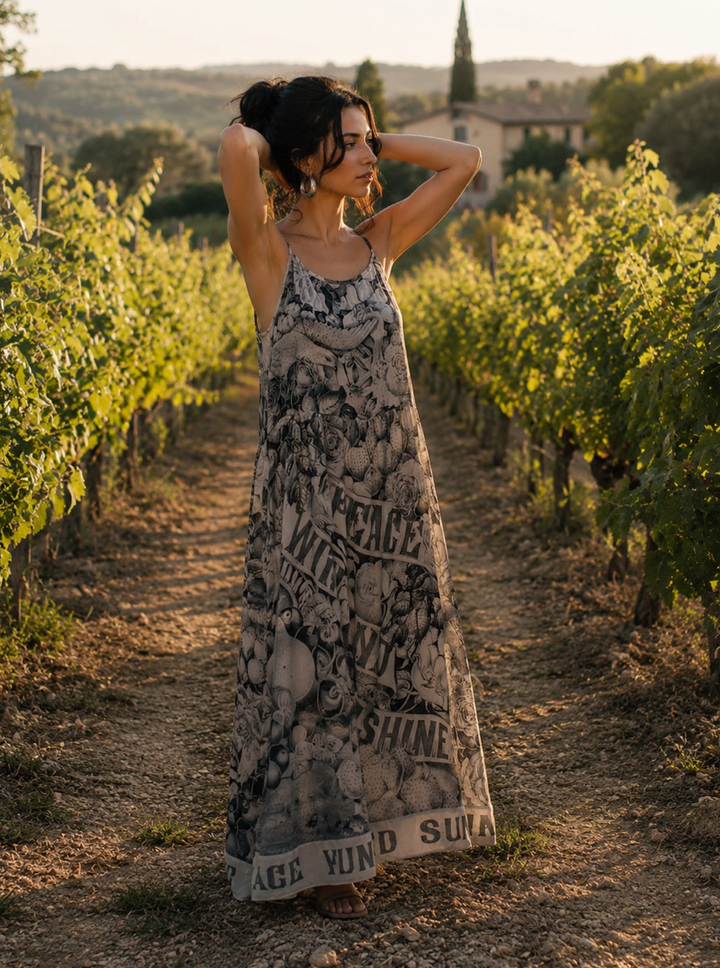 Peace Wine & Sunshine Maxi Slip Dress