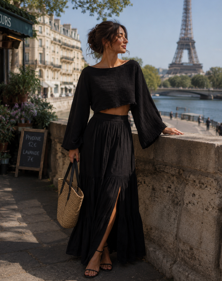 Black Off Shoulder Crop Blouse