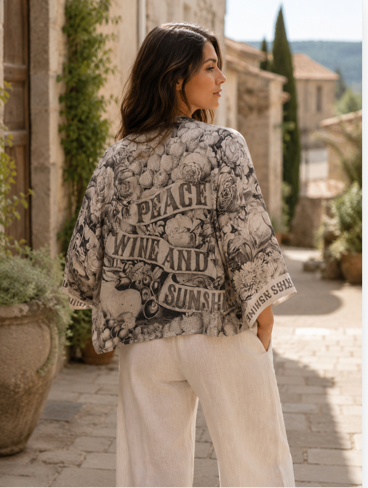 Peace Wine & Sunshine Duster Cropped