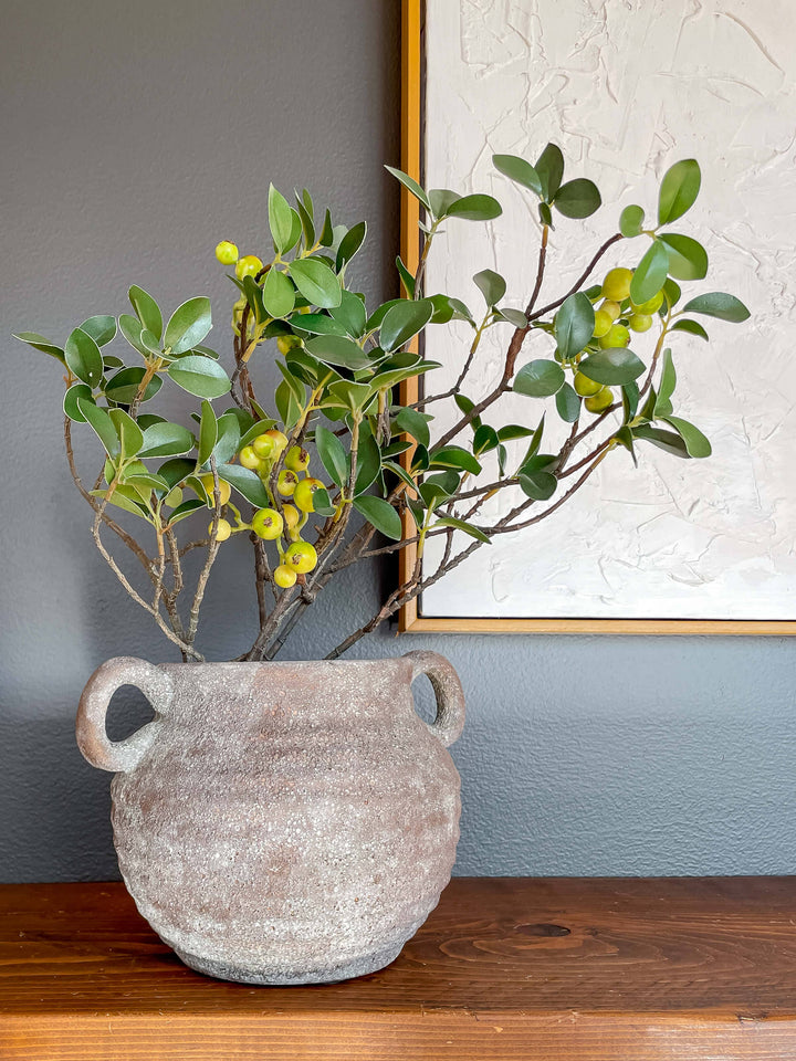 Brown Ceramic Vessel with Handles