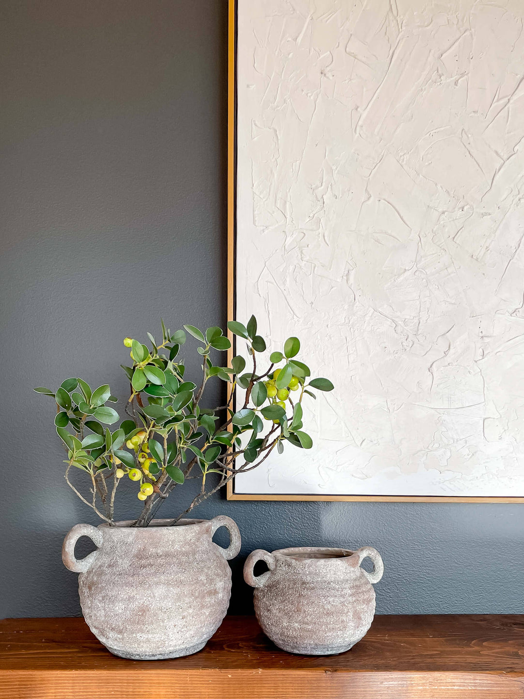 Brown Ceramic Vessel with Handles