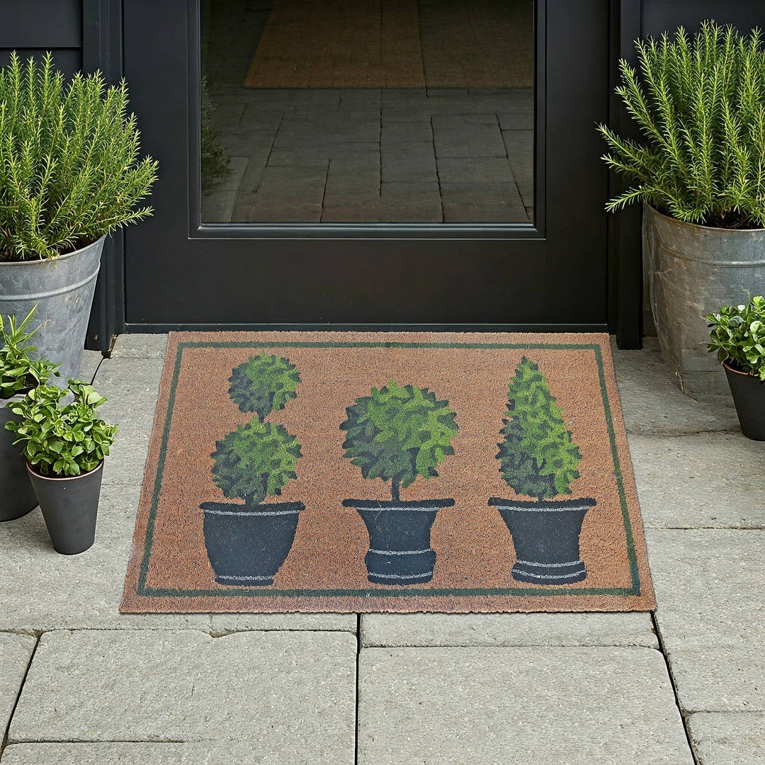 Topiaries in Pots Door Mat