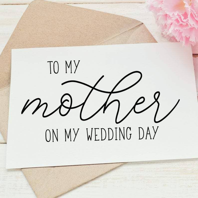Handmade 'To My Mother On My Wedding Day' Wedding Card