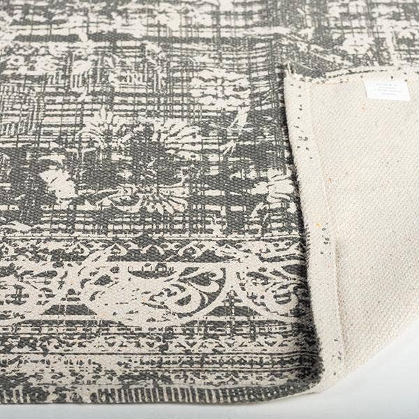 4' x 6' Printed Cotton Rug Grey