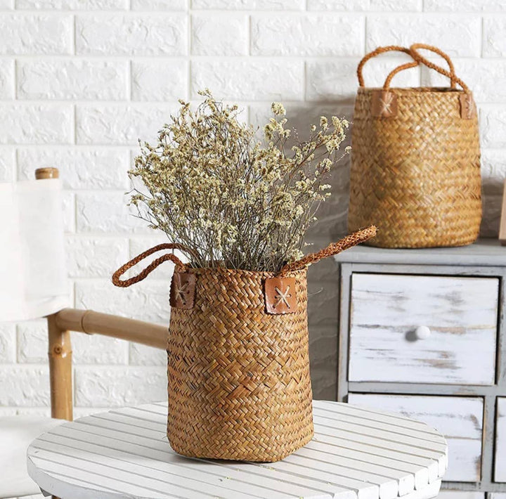 EcoFreax - Seagrass woven boho storage flower basket (large)