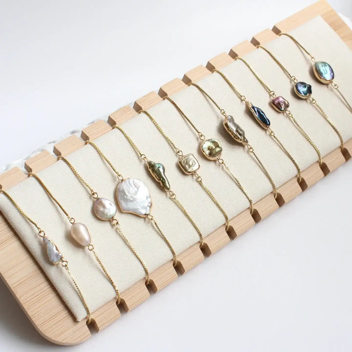 iBijoux - Unique Gold Dipped Baroque Pearl Bracelet