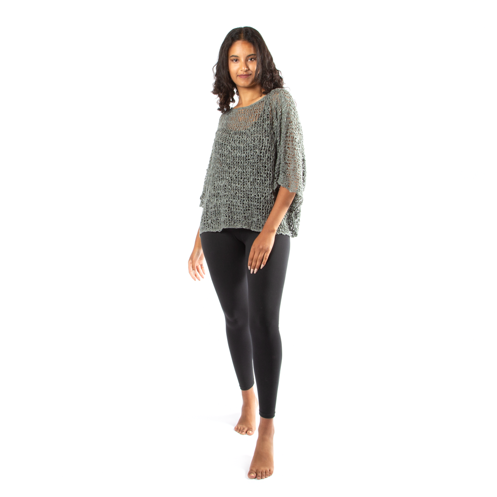 Suzie Blue Canada - Grey Popcorn Knit Top