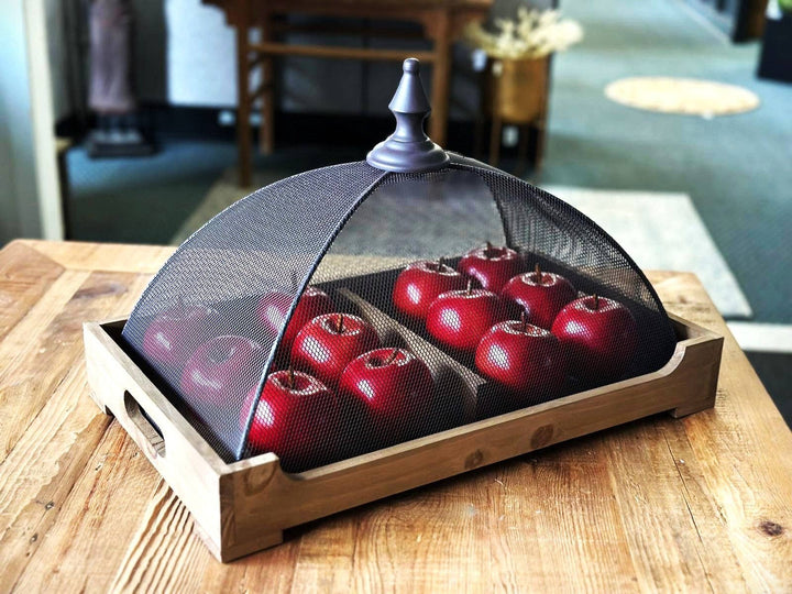 Wooden Tray with Finial Cover