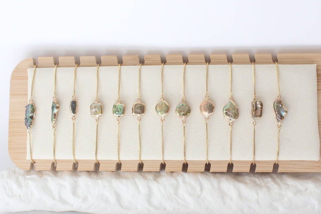 iBijoux - Unique Gold Dipped Baroque Pearl Bracelet