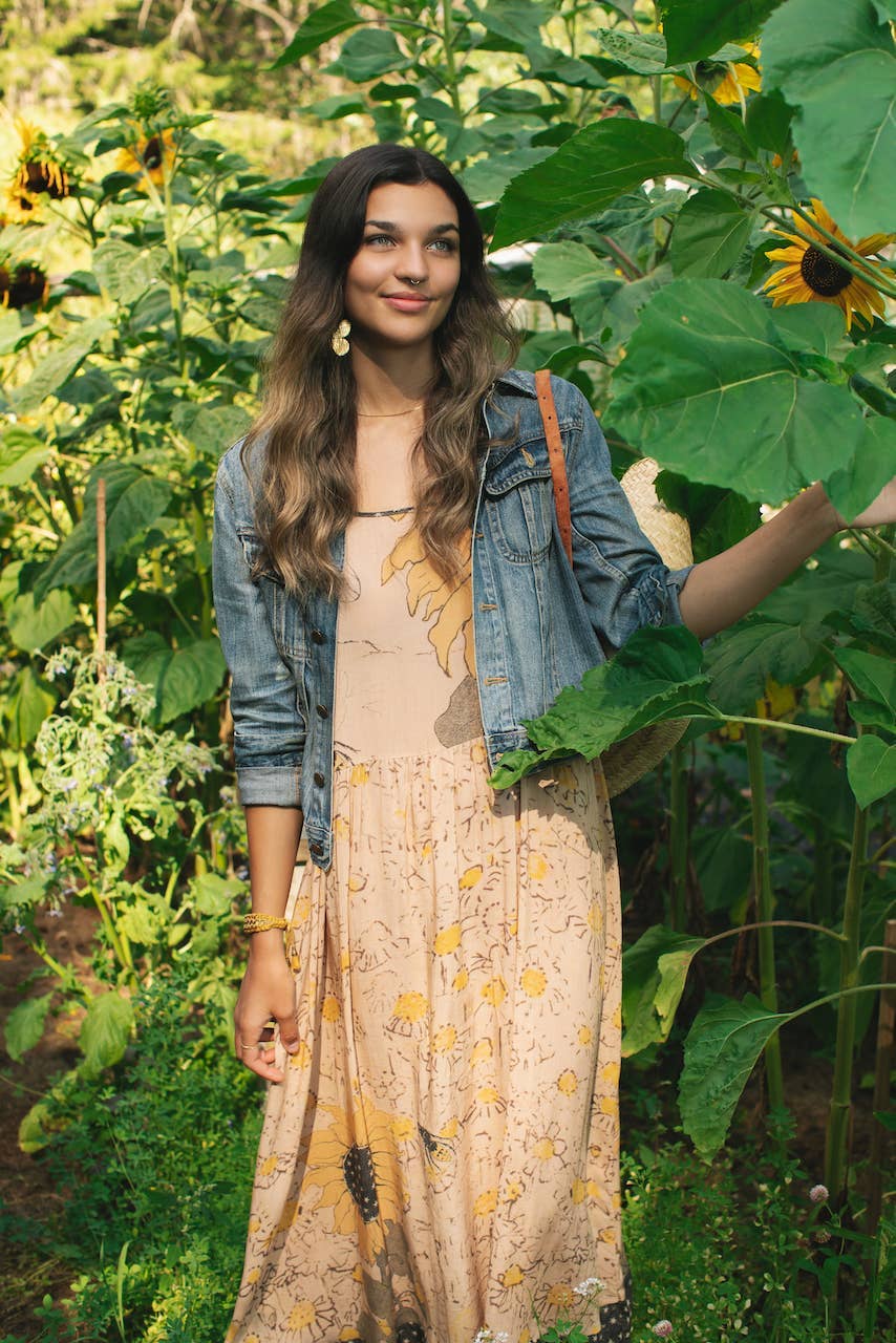 Market of Stars (Worldwide) - Milk & Honey Bohéme Long Maxi Slip Dress w/ Bee, Sunflower