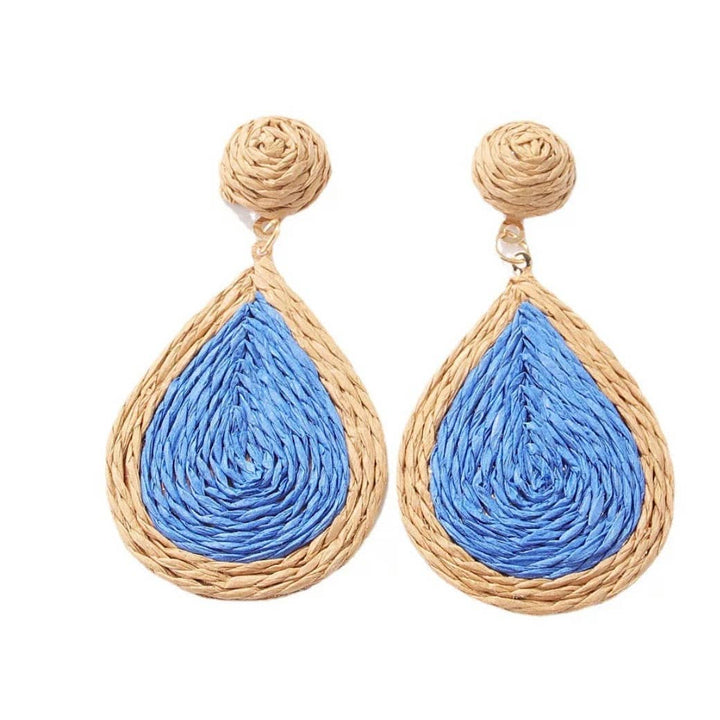 EcoFreax - Rattan round disc tear drop earrings
