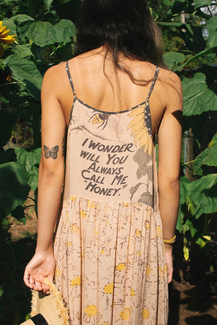 Market of Stars (Worldwide) - Milk & Honey Bohéme Long Maxi Slip Dress w/ Bee, Sunflower
