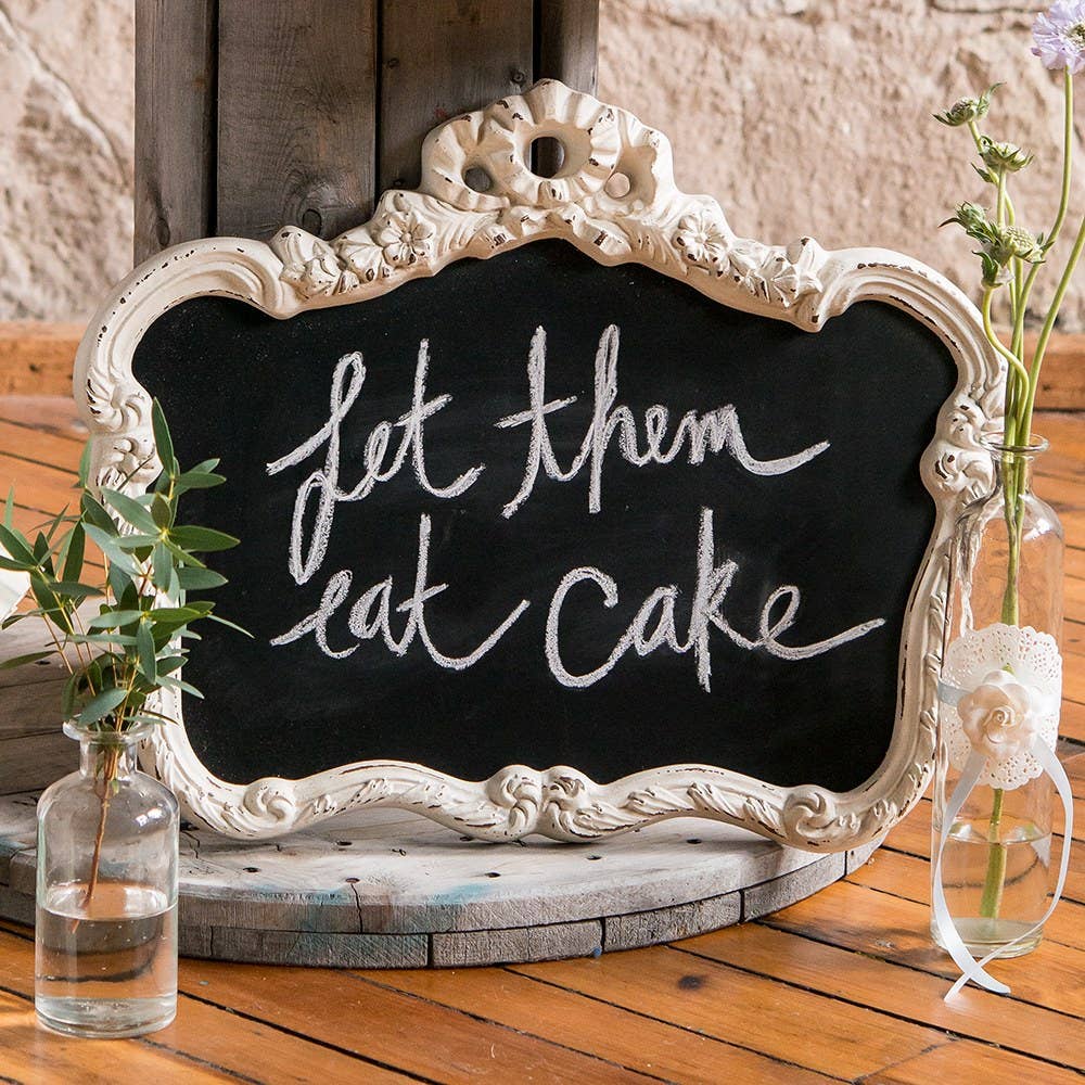 Blackboard In Ornate Vintage Frame In Antique White Chalkboard