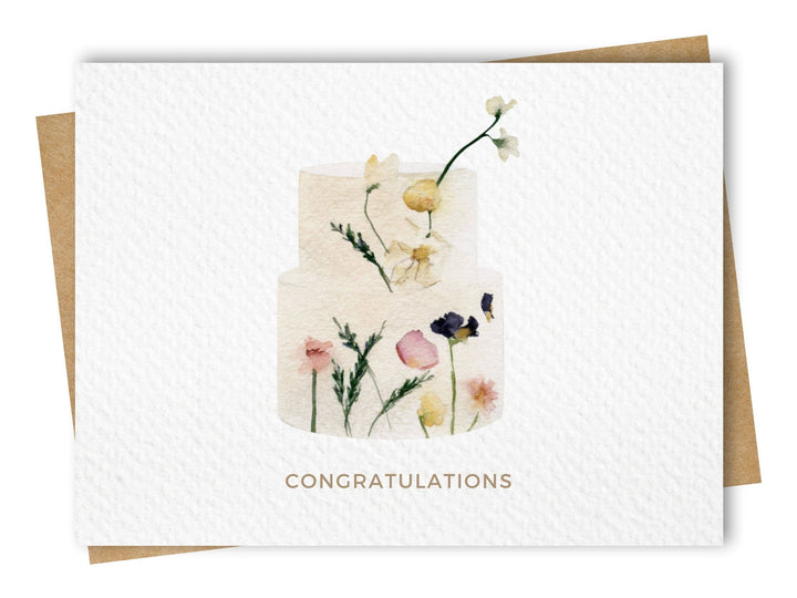 Paper Kuts - Floral Wedding Cake - Congrats Card, Includes Kraft Envelope
