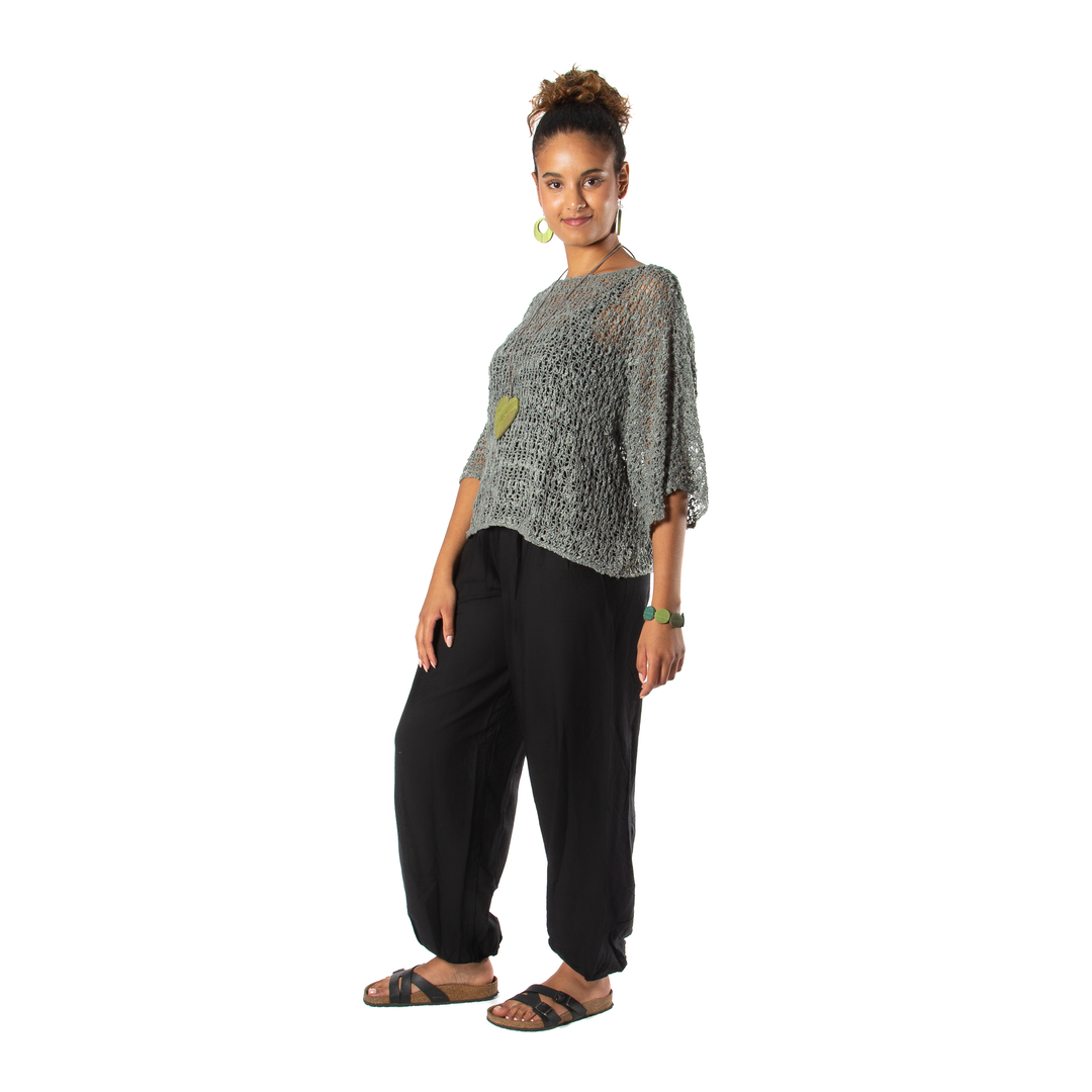 Suzie Blue Canada - Grey Popcorn Knit Top