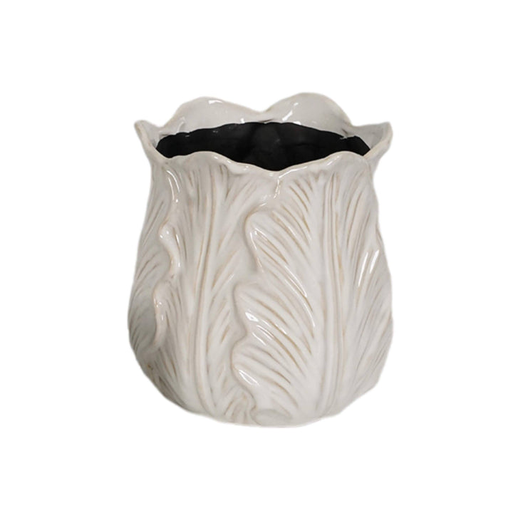 Cream Cabbage Leaf Flower Pot