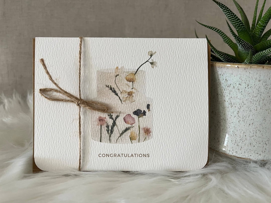 Paper Kuts - Floral Wedding Cake - Congrats Card, Includes Kraft Envelope